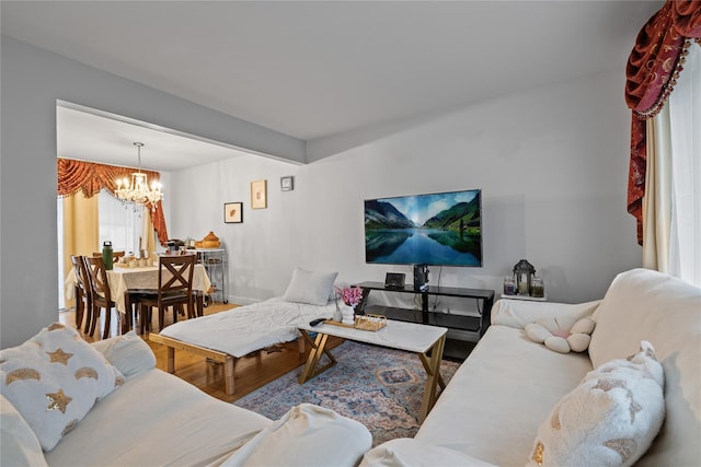 8 Valley View Ter, Suffern, NY 10901 - living room featuring a chandelier and wood finished floors