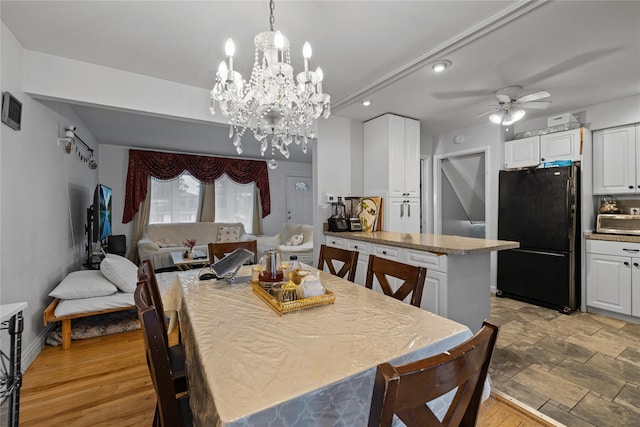 8 Valley View Ter, Suffern, NY 10901 - dining room featuring recessed lighting, ceiling fan, and a chandelier