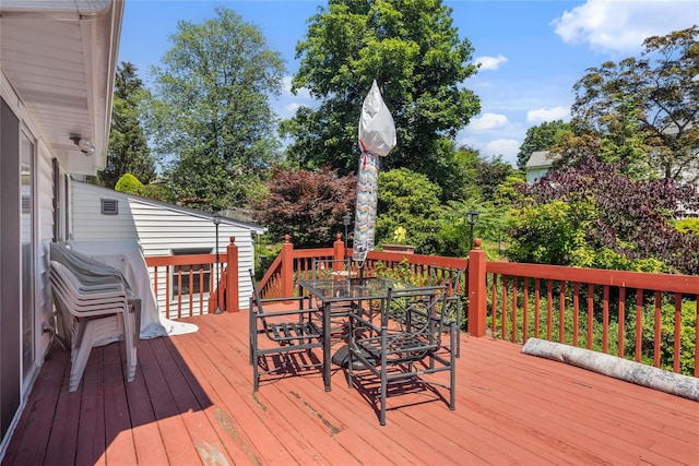 8 Valley View Ter, Suffern, NY 10901 - wooden terrace featuring outdoor dining area and view of scattered trees