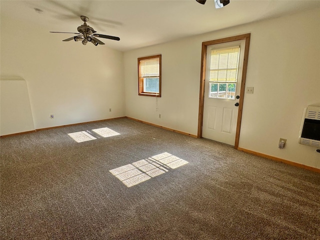 312 Coldenham Rd, Walden, NY 12586 - unfurnished living room with ceiling fan, carpet, and heating unit