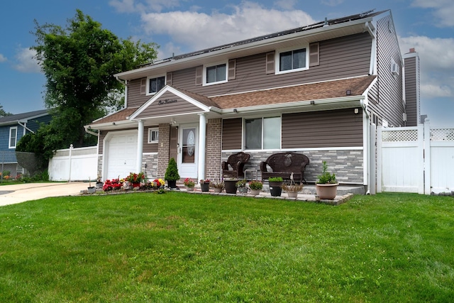 114 Cone Ave, Central Islip, NY 11722 - view of front of property featuring driveway, a garage, a chimney, and roof with shingles