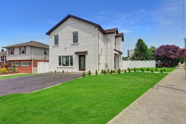 10 Locust St, Hicksville, NY 11801 - view of front facade with stucco siding and driveway