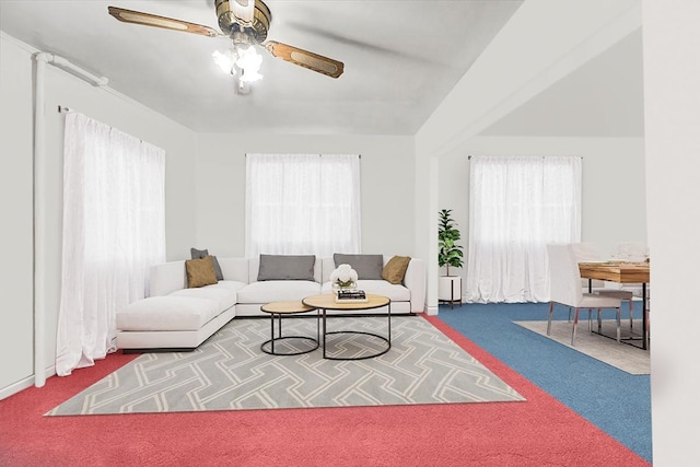 4419 Edson Ave, Bronx, NY 10466 - living area with carpet floors and a ceiling fan