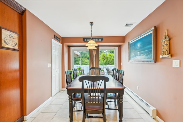 1 Angelica Ct, West Babylon, NY 11704 - dining room with a baseboard heating unit and light tile patterned flooring