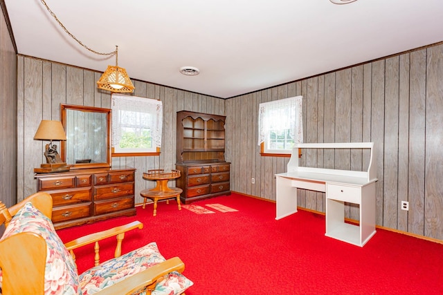 1668 Manatuck Blvd, Bay Shore, NY 11706 - sitting room featuring carpet floors and wooden walls