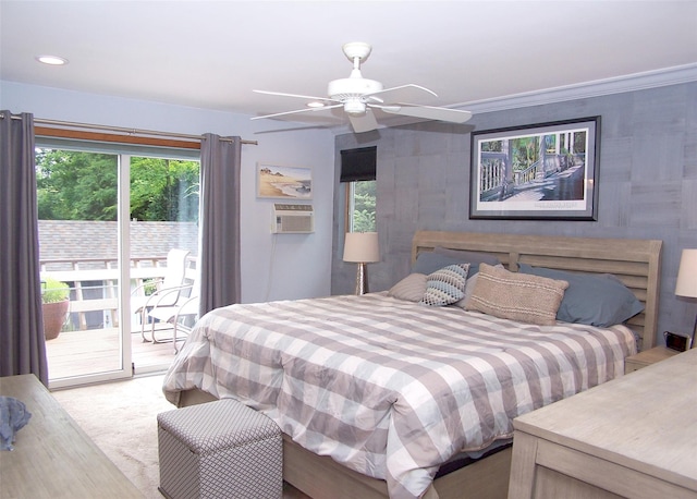 1778 Spur Dr S, Islip, NY 11751 - bedroom featuring access to outside, carpet floors, recessed lighting, and ceiling fan