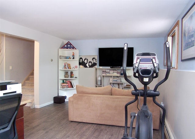 1778 Spur Dr S, Islip, NY 11751 - living room featuring wood finished floors and stairway