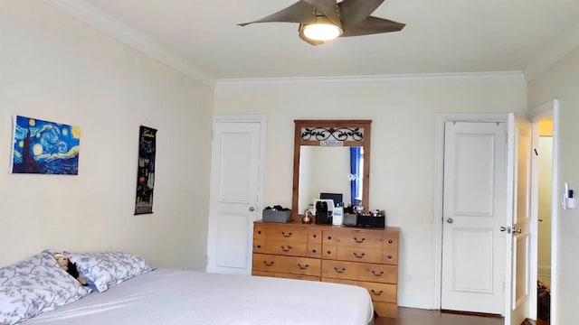 67-38 108st St Unit A53, Forest Hills, NY 11375 - bedroom featuring crown molding and ceiling fan