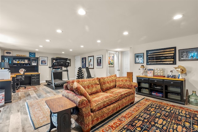 16 Dyke Rd, Setauket, NY 11733 - living area featuring an office area, light wood-type flooring, and recessed lighting