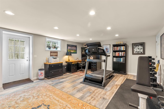 16 Dyke Rd, Setauket, NY 11733 - exercise area with recessed lighting and light wood finished floors