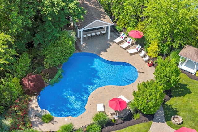 16 Dyke Rd, Setauket, NY 11733 - drone / aerial view of a pool area
