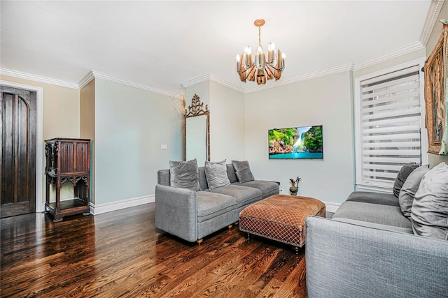237 Eldridge St Unit 3 & 4, New York Manhattan, NY 10002 - living area featuring a chandelier, wood finished floors, and ornamental molding