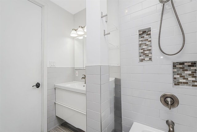 237 Eldridge St Unit 3 & 4, New York Manhattan, NY 10002 - full bath featuring vanity and tile walls