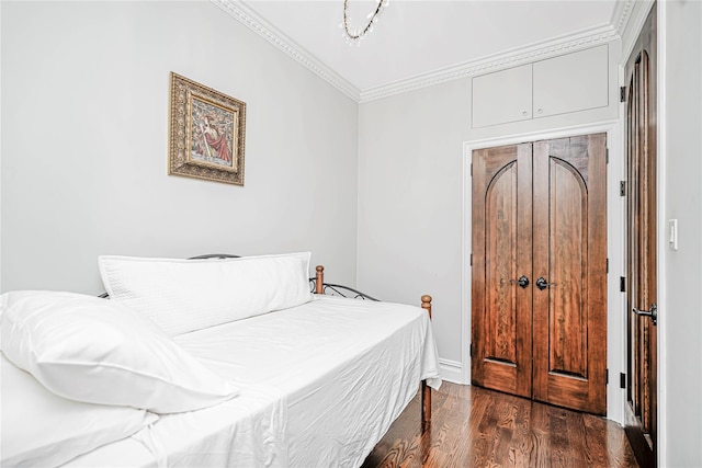 237 Eldridge St Unit 3 & 4, New York Manhattan, NY 10002 - bedroom with crown molding and dark wood-type flooring