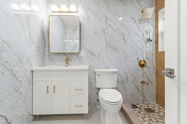 22019 135th Ave, Addisleigh Park, NY 11413 - bathroom featuring a marble finish shower and vanity