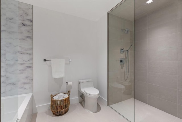 100 Pondfield Rd Unit 2B, Bronxville, NY 10708 - bathroom with walk in shower, tile patterned flooring, and a tub