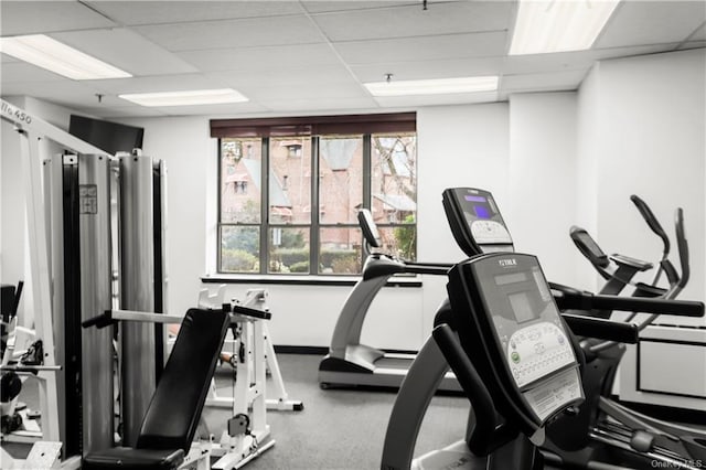 1374 Midland Ave Unit Ph07, Bronxville, NY 10708 - exercise room featuring a paneled ceiling