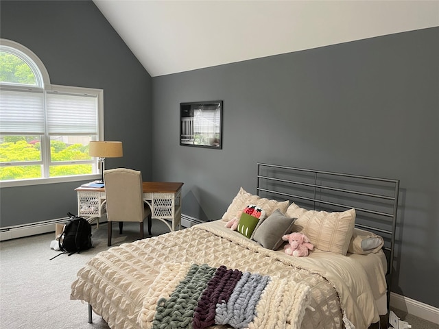 5 Odell Dr, Stony Point, NY 10980 - carpeted bedroom with vaulted ceiling and a baseboard heating unit