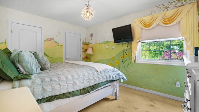 59 Lidge Dr, Farmingville, NY 11738 - bedroom featuring carpet and a chandelier