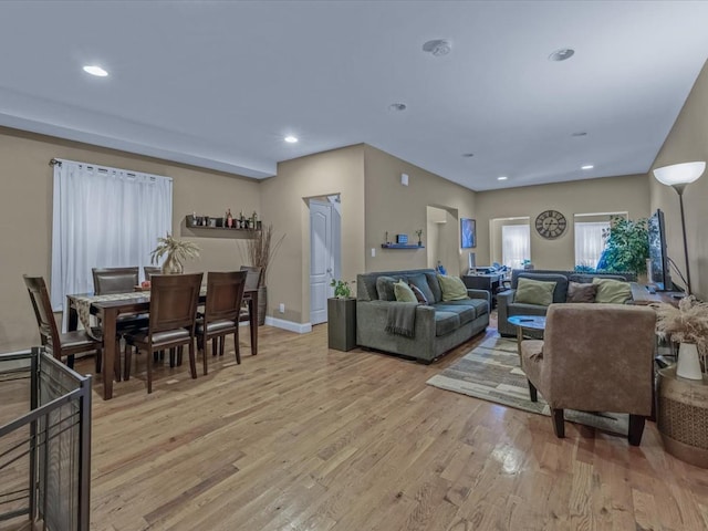 2677 Heath Ave, Bronx, NY 10463 - living area featuring light wood-type flooring and recessed lighting
