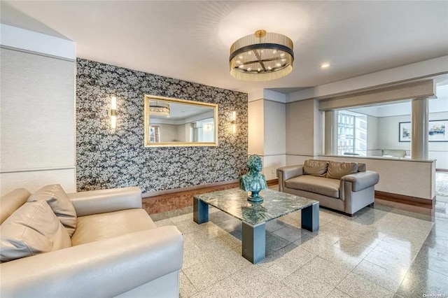 67-66 108th St Unit A58, Forest Hills, NY 11375 - community lobby with wallpapered walls