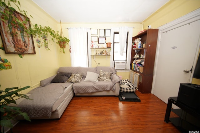 40-45 99th St, Corona, NY 11368 - living room with wood finished floors and cooling unit