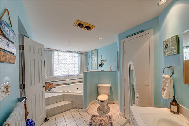 510 S Great Neck Rd, Copiague, NY 11726 - full bath with a tub with jets, tile patterned flooring, vanity, and recessed lighting