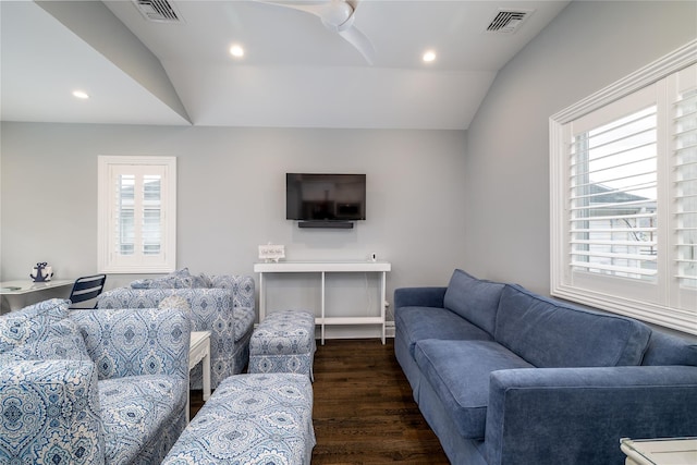 87 Arizona Ave, Long Beach, NY 11561 - living room featuring vaulted ceiling, wood finished floors, and recessed lighting
