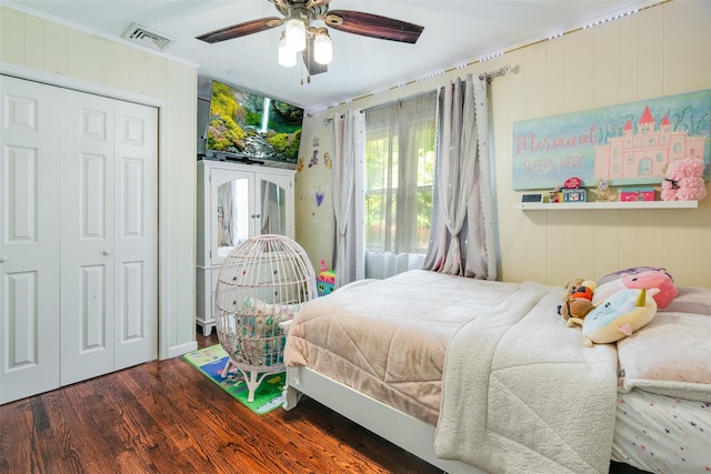 63 Lake Walton Rd, Wappingers Falls, NY 12590 - bedroom featuring wood finished floors, ceiling fan, and a closet