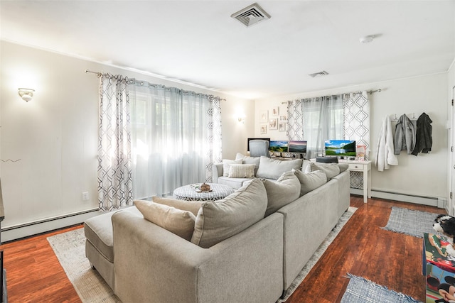63 Lake Walton Rd, Wappingers Falls, NY 12590 - living area featuring a baseboard radiator, healthy amount of natural light, and wood finished floors