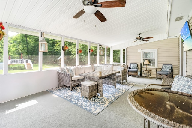 63 Lake Walton Rd, Wappingers Falls, NY 12590 - sunroom featuring ceiling fan and outdoor lounge area
