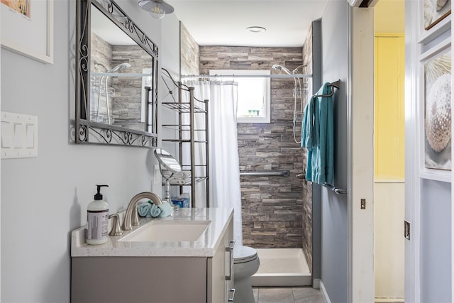22 Creek Rd, Wading River, NY 11792 - full bath featuring vanity, a shower stall, and tile patterned flooring