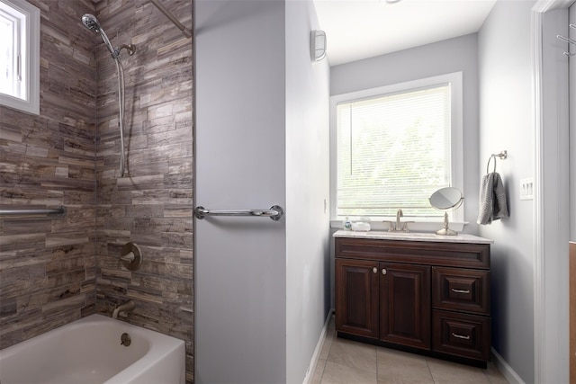 22 Creek Rd, Wading River, NY 11792 - full bathroom with shower / bathtub combination, vanity, healthy amount of natural light, and tile patterned floors