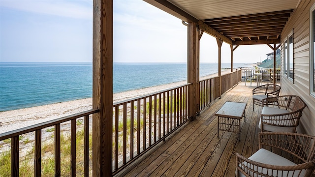 22 Creek Rd, Wading River, NY 11792 - deck featuring view of water and beach