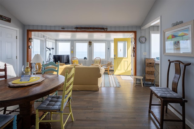 22 Creek Rd, Wading River, NY 11792 - dining area with lofted ceiling and wood finished floors