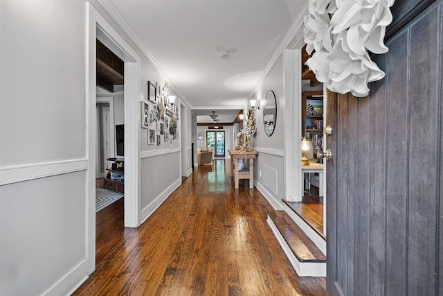41 River Rd, Nyack, NY 10960 - corridor featuring ornamental molding and wood finished floors