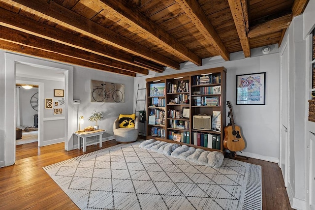 41 River Rd, Nyack, NY 10960 - sitting room featuring a wooden ceiling with exposed beams and wood finished floors
