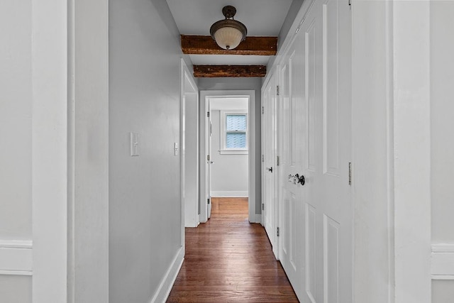 41 River Rd, Nyack, NY 10960 - hall with beam ceiling and dark wood-type flooring