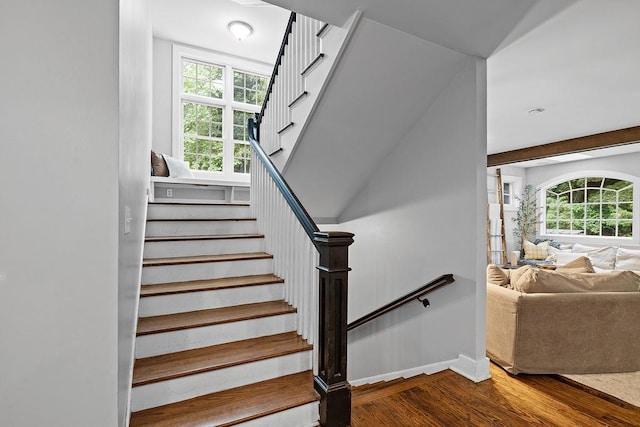 41 River Rd, Nyack, NY 10960 - stairway with wood finished floors and baseboards