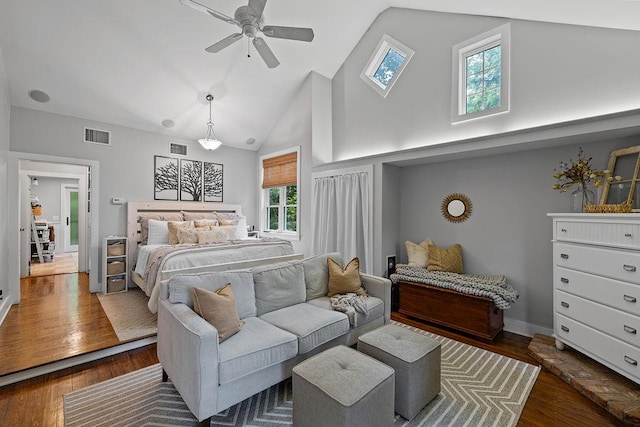 41 River Rd, Nyack, NY 10960 - bedroom with high vaulted ceiling and hardwood / wood-style floors