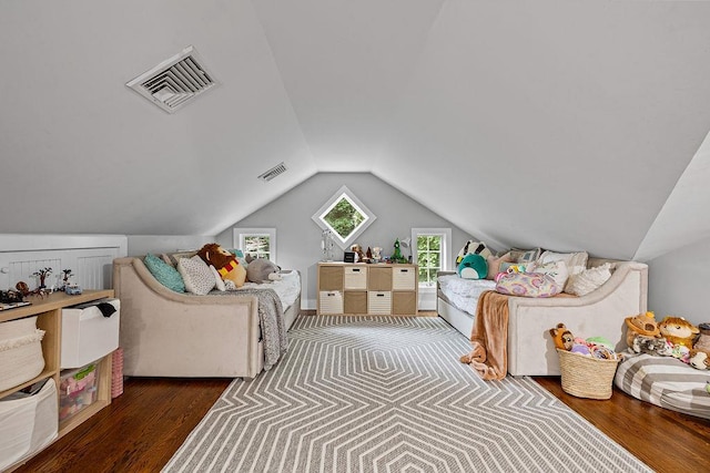 41 River Rd, Nyack, NY 10960 - bedroom with dark wood-style floors and vaulted ceiling