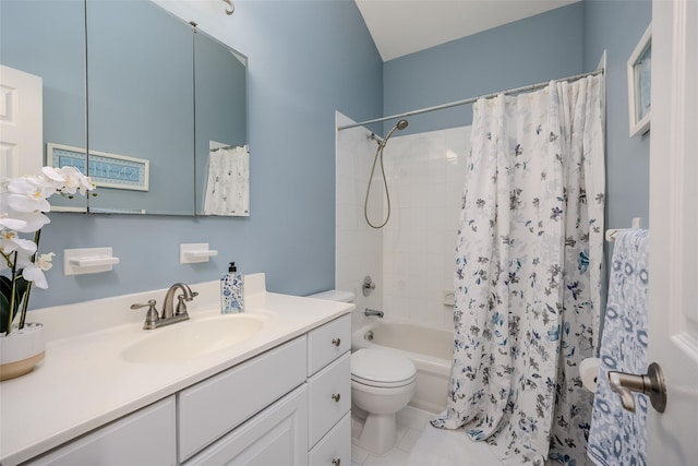 2508 Centre Ave, Bellmore, NY 11710 - full bathroom with vanity, shower / bathtub combination with curtain, and tile patterned flooring