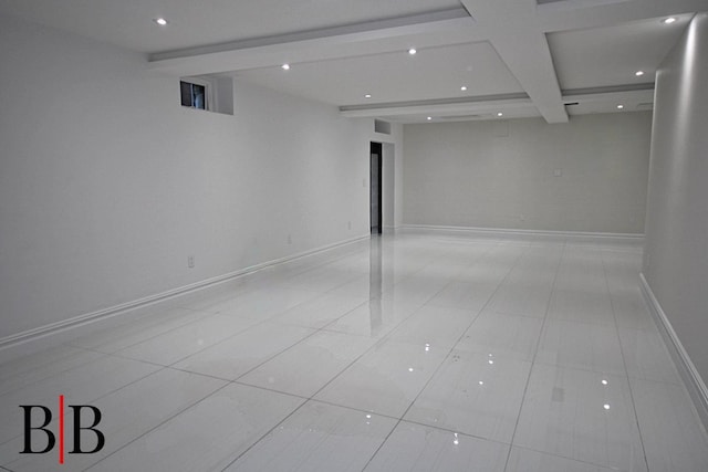 82 Piedmont Ave, Staten Island, NY 10305 - empty room with beam ceiling, coffered ceiling, and recessed lighting