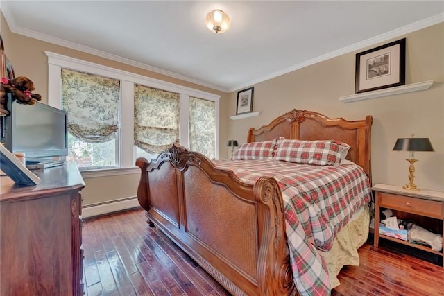 84 Highview Ave, Nanuet, NY 10954 - bedroom featuring a baseboard radiator, hardwood / wood-style floors, and ornamental molding