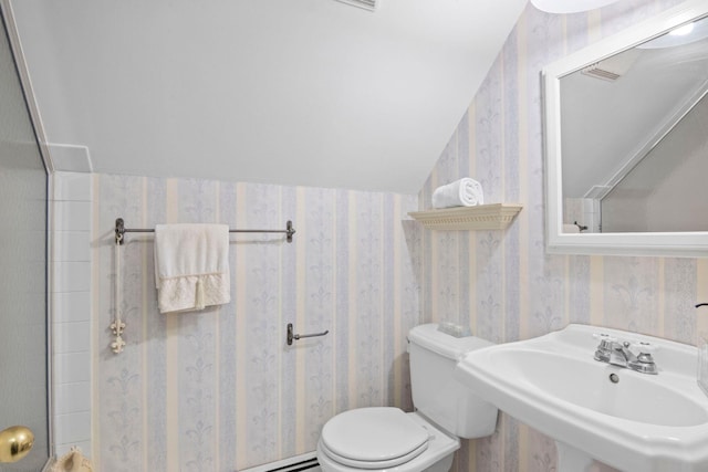 5 Seward Ln, Stony Brook, NY 11790 - bathroom with a sink and wallpapered walls