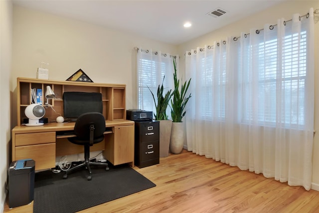 32 Janet Ln, Breezy Point, NY 11697 - home office with light wood-type flooring and recessed lighting