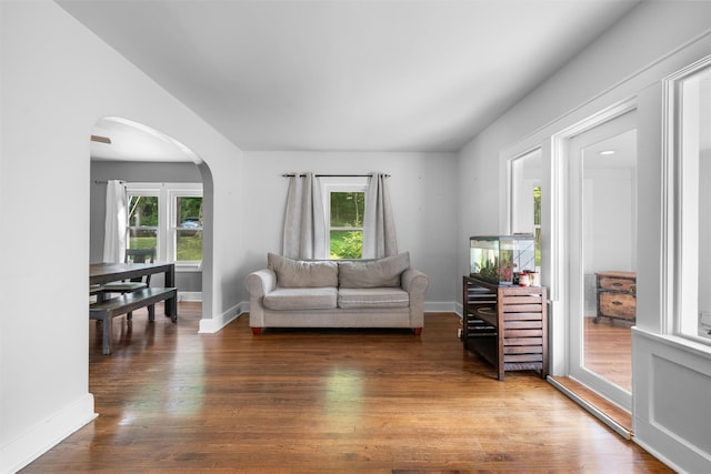 2031 Rte 302, Circleville, NY 10919 - living area featuring arched walkways and wood finished floors