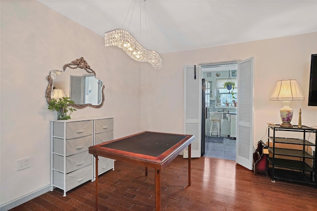 70-20 108th St Unit 5P, Forest Hills, NY 11375 - office with wood finished floors and a chandelier