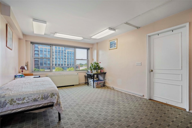 70-20 108th St Unit 5P, Forest Hills, NY 11375 - bedroom with carpet, radiator heating unit, and a baseboard heating unit