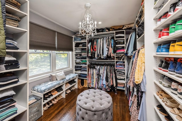 35 Irenhyl Ave, Port Chester, NY 10573 - spacious closet featuring wood finished floors and a chandelier